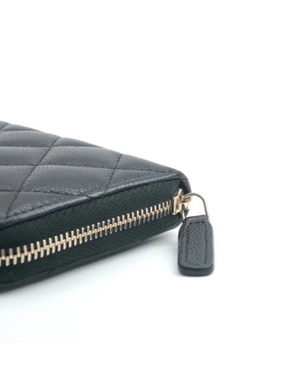 Chanel Wallet Coin Purse Black Gold Quilted CC Logo Card Case